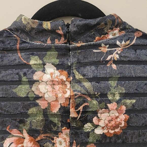 Rachel Roy Velvet Floral Print Midi Dress with Mockneck - Picture 5 of 8